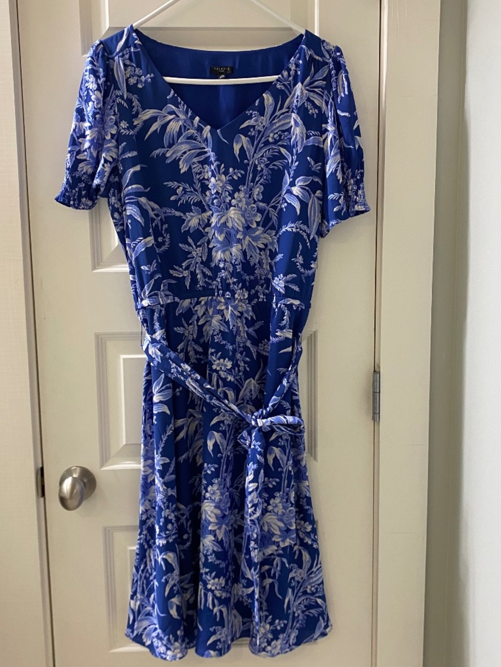 Talbots Etched Toile Belted Smocked Fit & Flare Dres, Petite Size 12P